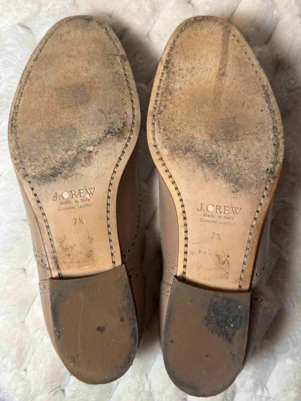 J. Crew Beige Leather Brogue Oxford